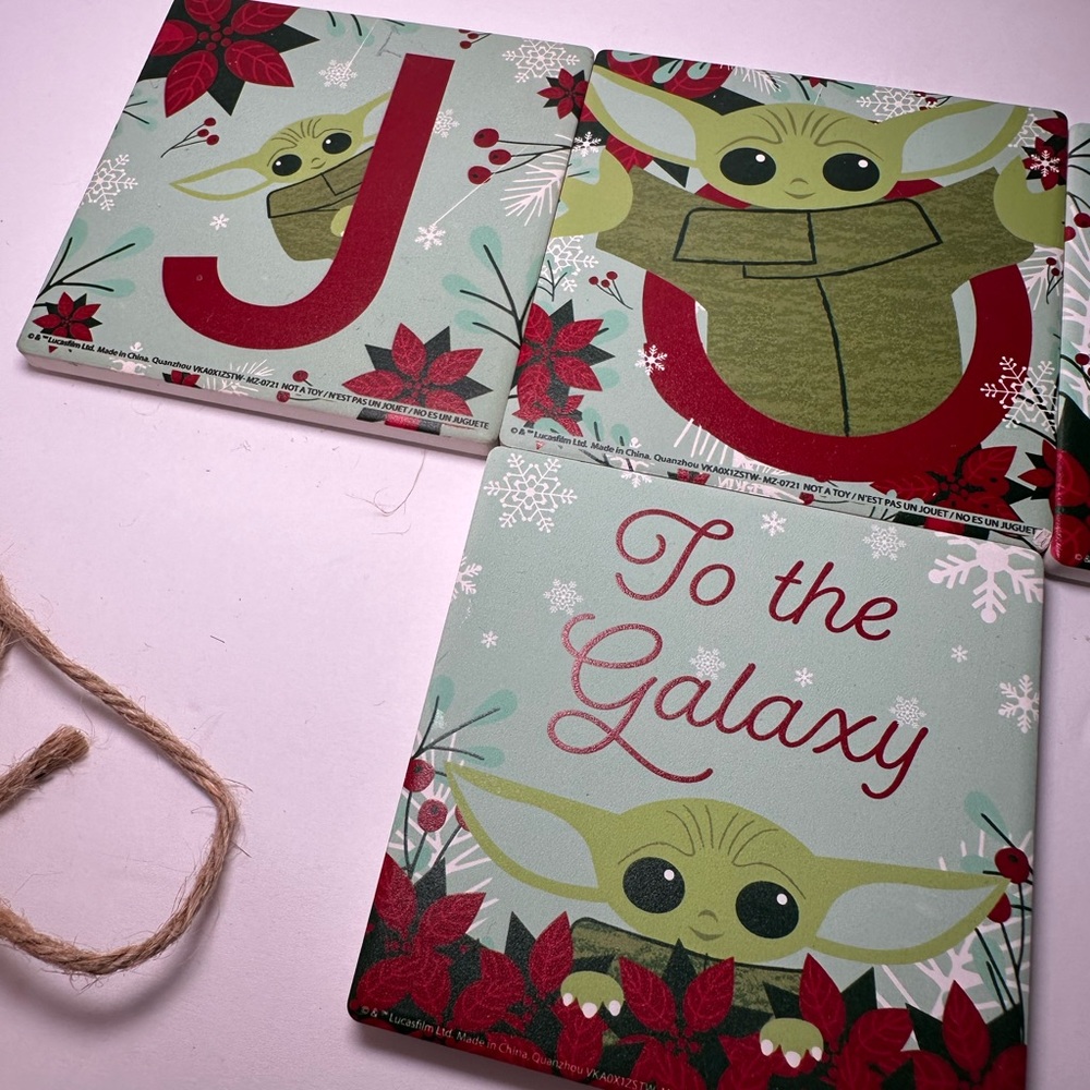 Baby Yoda JOY Ceramic Coasters Set Of 4 Christmas NEW (with Defects) - Picture 3 of 6